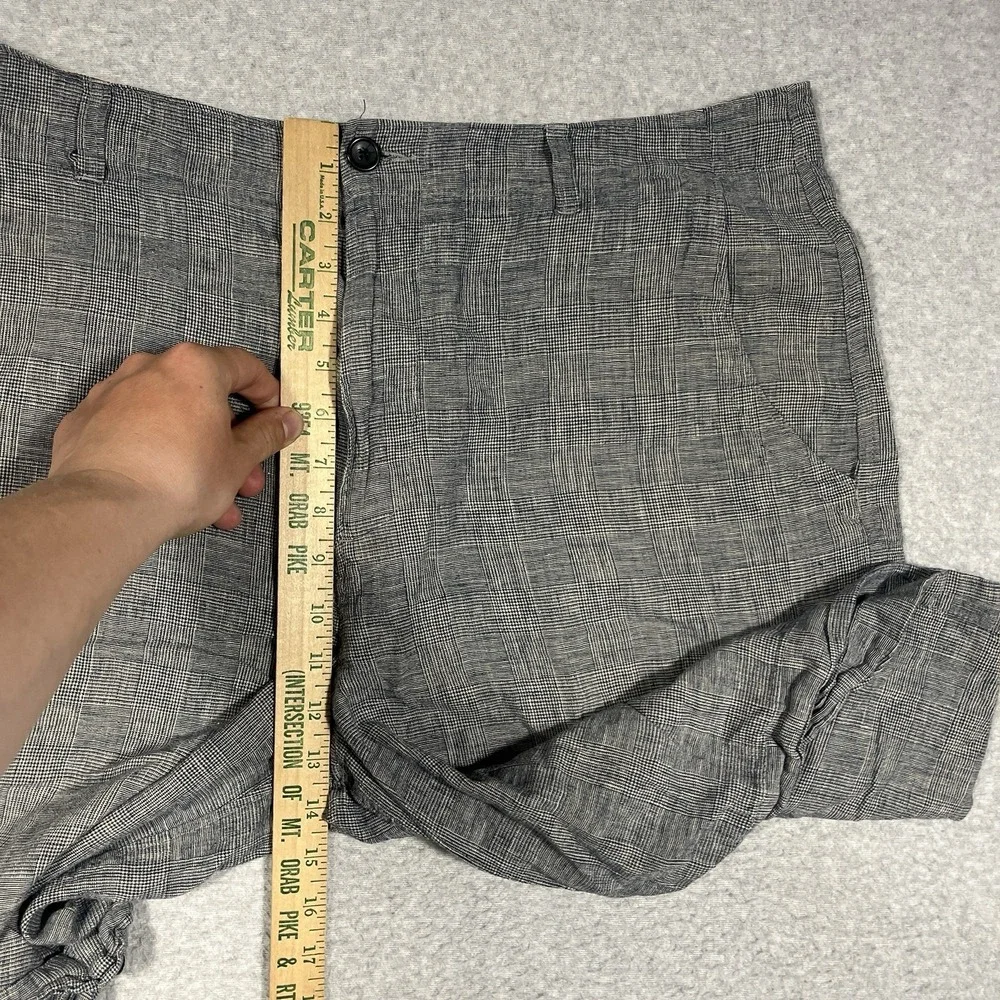 Banana Republic Shorts Mens 36 Blue Chino Linen Cotton Blend Plaid 10